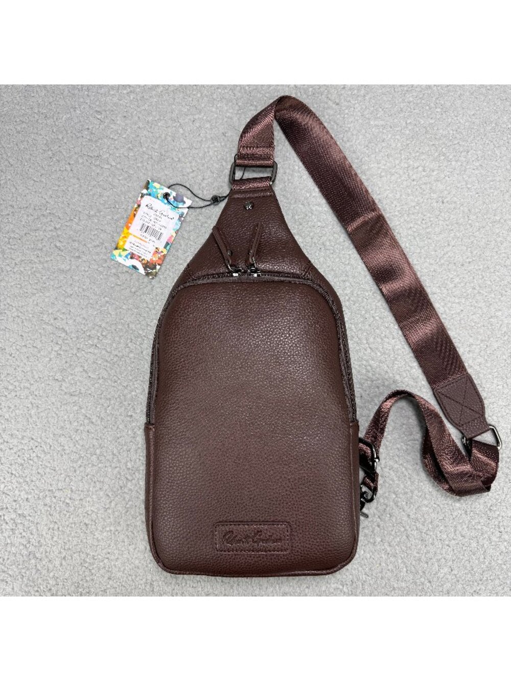 Robert Graham Sling Bag Mens Brown Dash Crossbody Faux Leather Backpack Unisex